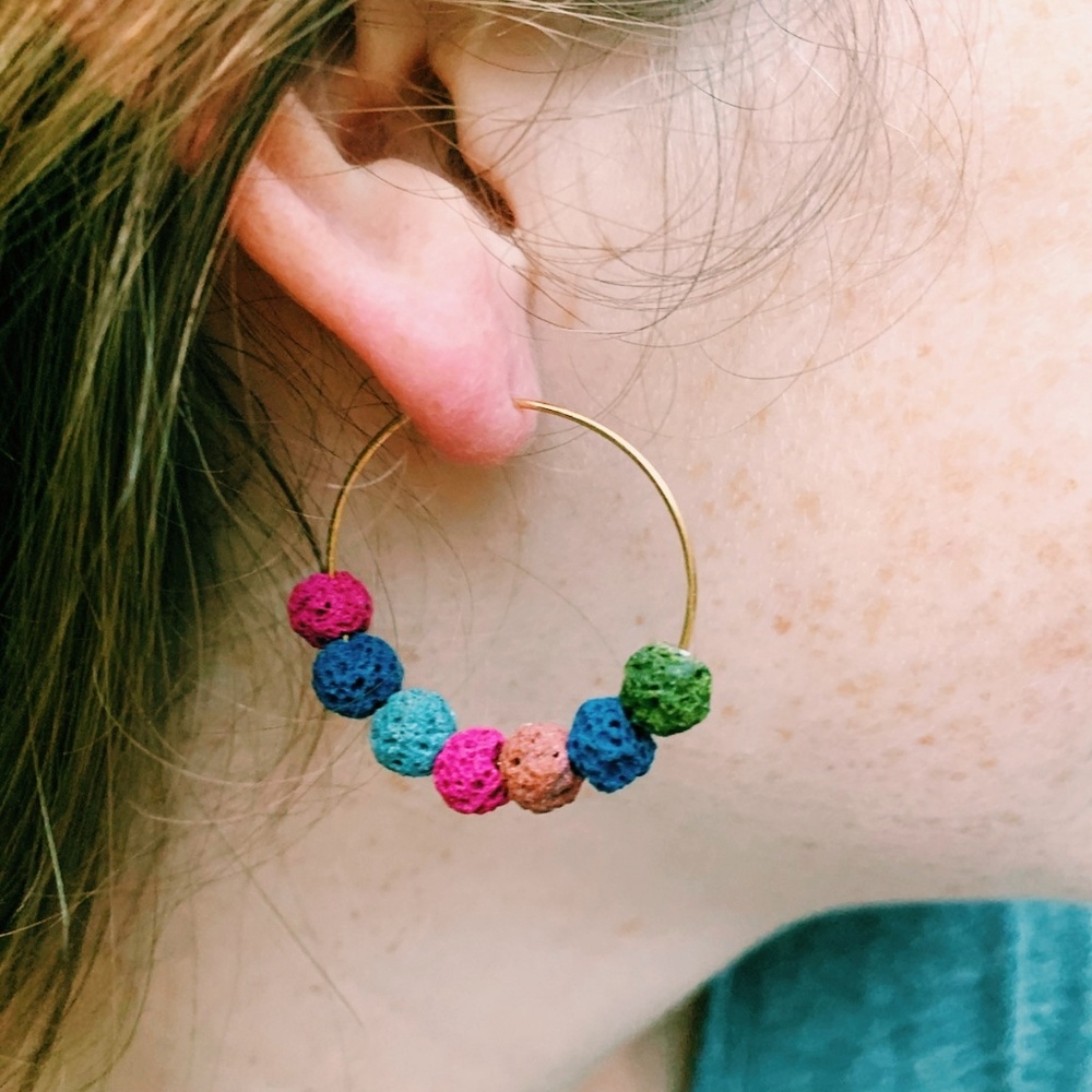 BEADED HOOP EARRINGS - Picture 2 of 2